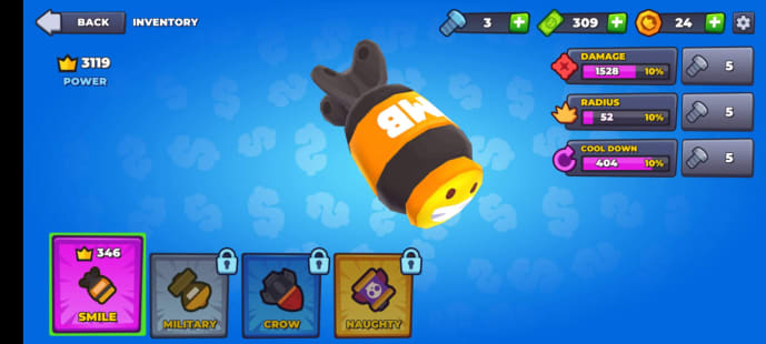 Weapon screen - smiling bomb