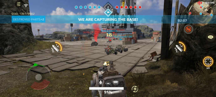 Capturing base, shooting enemies