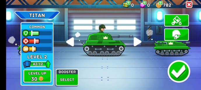 Tank selection screen