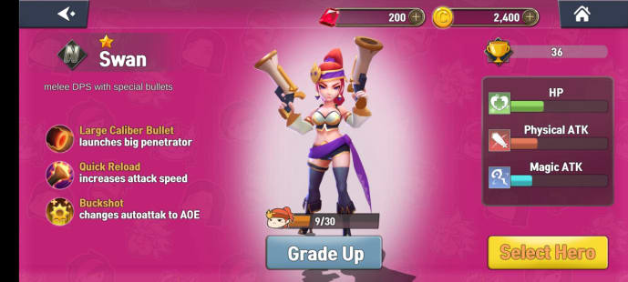 Character screen