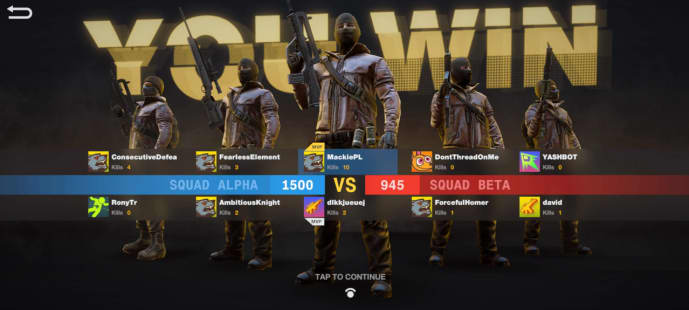 After-match screen